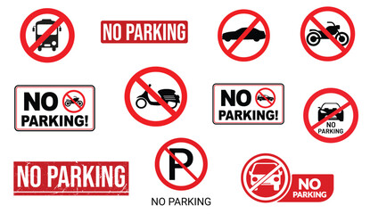No Parking Sign . Prohibited Parking Warning Symbol, Traffic Regulation Notice, Road Safety Signage, Stop Parking Icon, Vector Design for Public and Private Spaces