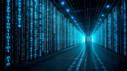 Obraz premium blue binary code