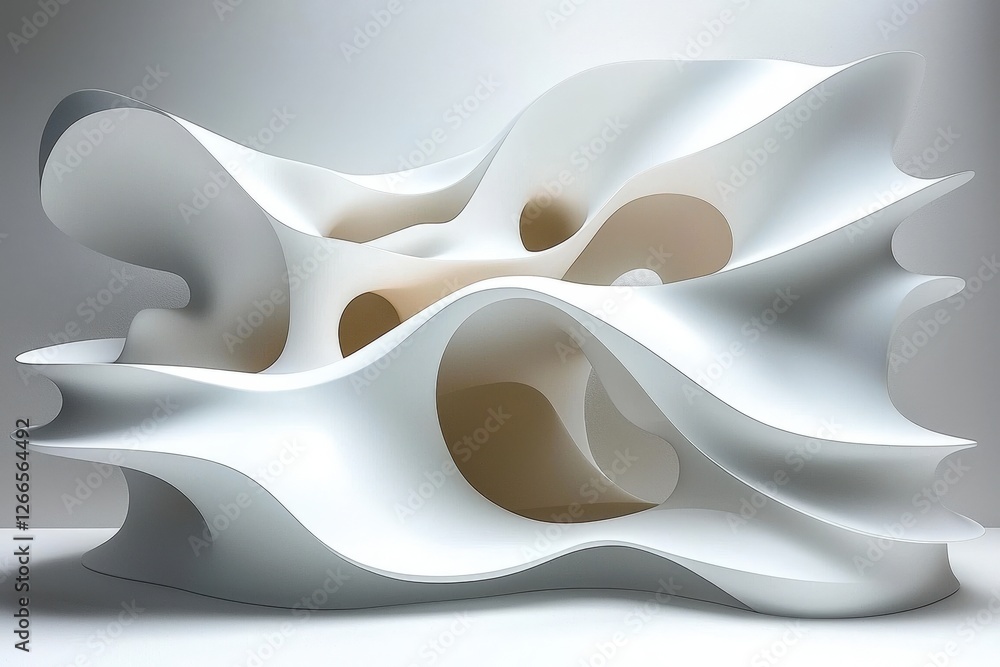 Aufkleber a unique white object featuring a large central hole surrounded by smooth curved edges
