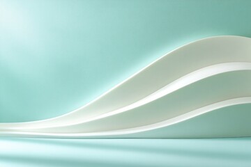 Obraz premium Soft curves flow gracefully across serene mint background, creat