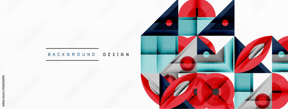 Fototapete Dynamic geometric composition with sharp angles, circular forms, and gradient colors
