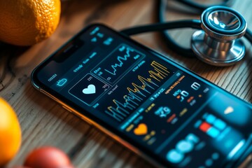 A close-up of a smartphone displaying a health app,