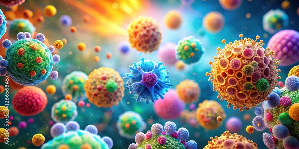 Aufkleber Microscopic Cellular Structures A Vivid Representation of Diverse Biological Entities in a Complex System
