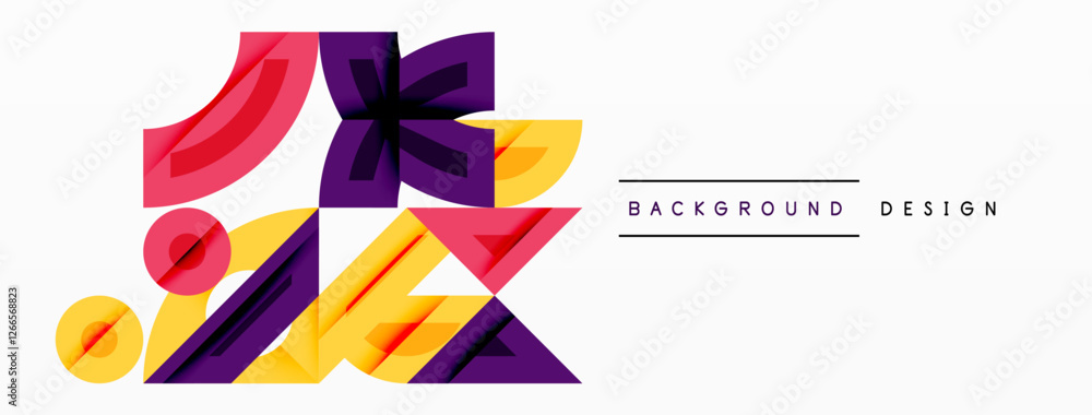 Aufkleber Abstract geometric background with shapes, featuring circular and rounded elements. Bold contrast, smooth gradients, dynamic composition, futuristic style