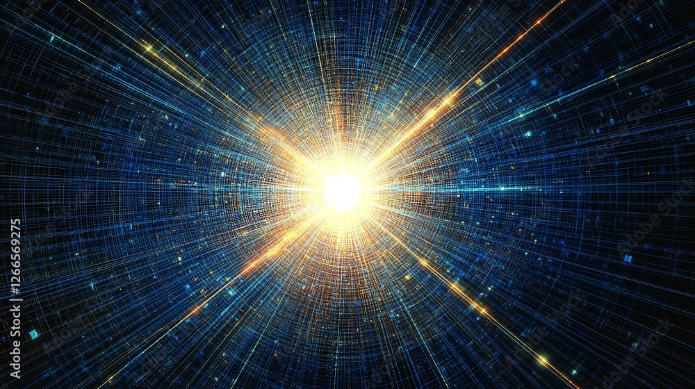 Aufkleber abstract light burst with blue grid pattern for sci-fi concepts