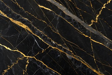 Deep black marble with striking gold streaks for a bold and elegant aesthetic. Generative AI