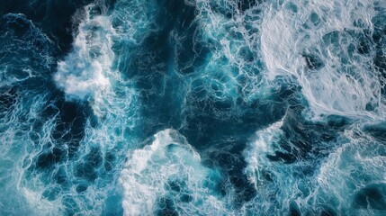 Beautiful aerial view of the sea with waves