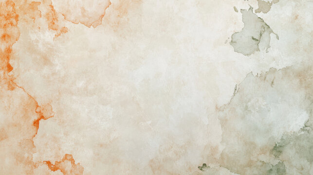 Faded watercolor background in soft beige and terracotta tones
