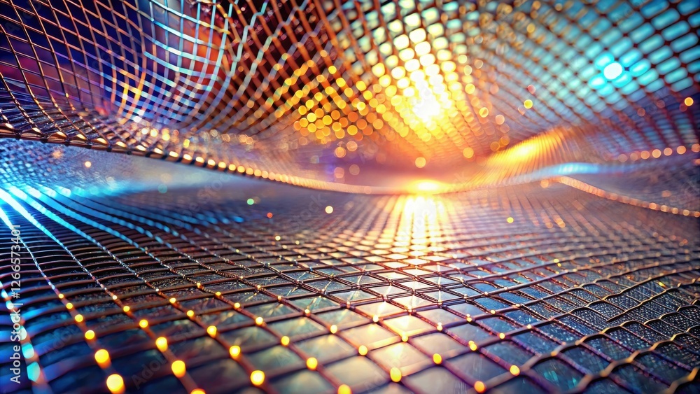 Aufkleber abstract grid network with vibrant glowing lights and dynamic curves
