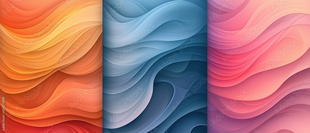 Aufkleber three different colored waves with a blue wave in the middle. generative ai