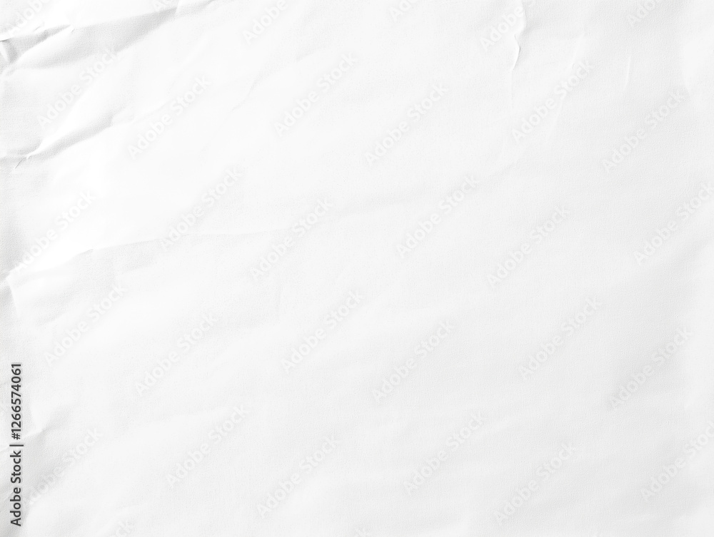 Poster Crumpled white paper texture with subtle shadows and creases