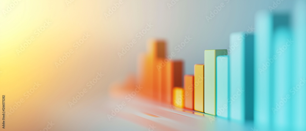 Poster colorful 3d bar chart with gradient background representing financial growth