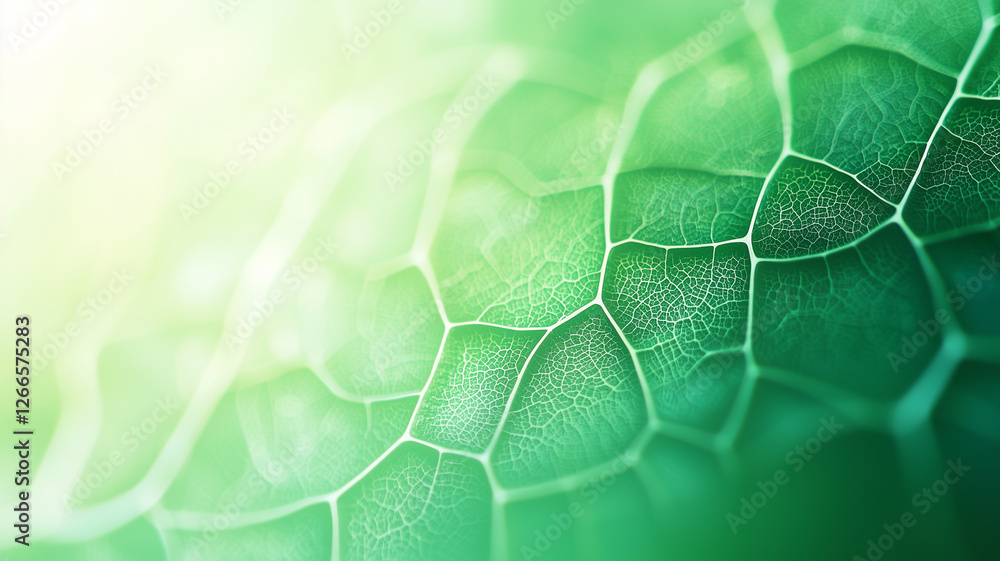 Poster close up of vibrant green leaf showing intricate vein patterns in natural light
