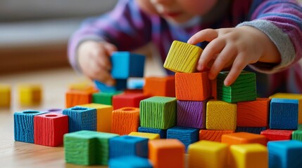 Multicolored blocks provide a fun way to develop cognitive skills in kids.