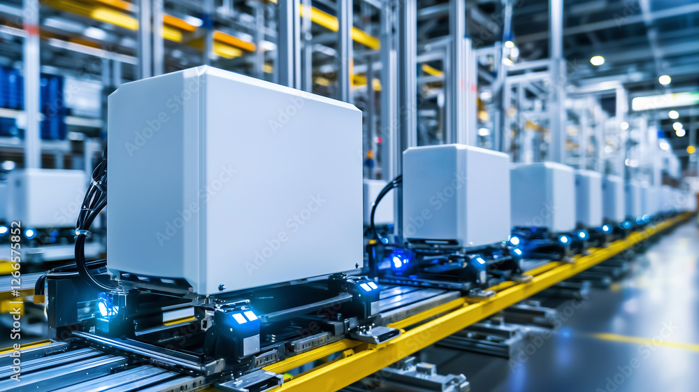 Poster Automated systems managing factory production line with precision
