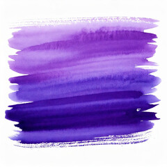 Horizontal watercolor stroke of purple color with stains on white background