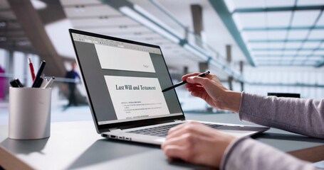 woman digitally signing her last will