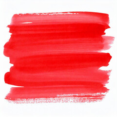 Horizontal Watercolor stroke of red color with stains on white background