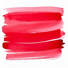 Horizontal Watercolor stroke of red color with stains on white background