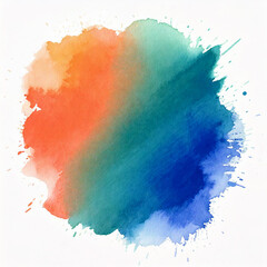 Watercolor spot stroke blue, green and red color on white background