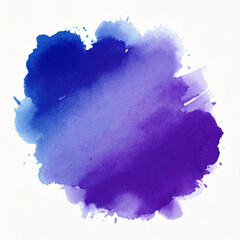 Watercolor spot stroke purple-blue color on white background