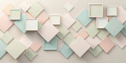 Abstract pastel square and rectangular frame design composition