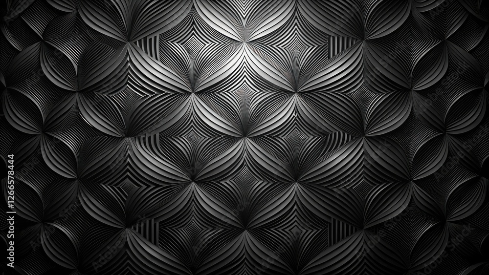 Poster abstract dark gray curvilinear pattern with geometric shapes and subtle lighting effects