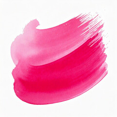 Watercolor stroke of pink color on white background