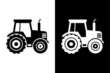 Tractor Icon silhouette Flat Design for Modern Agriculture