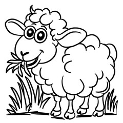 black and white animal coloring book sheep