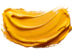 Yellow paint stroke isolated on transparent background