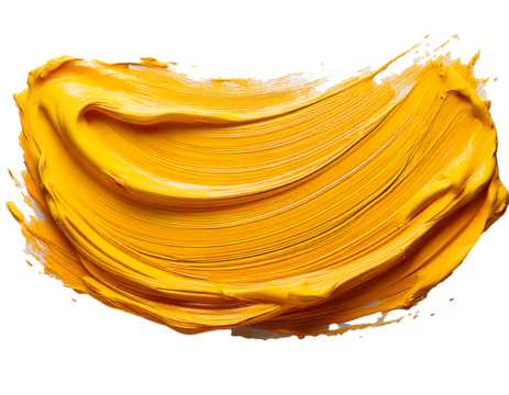 Yellow paint stroke isolated on transparent background - Powered by Adobe