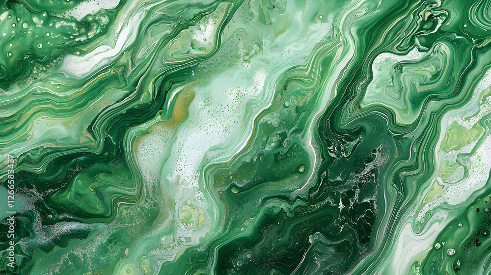 Poster abstract green marble texture design with swirling fluid patterns