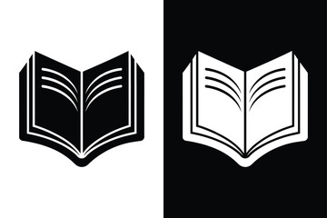 Black & White Book Icon. Sleek Pictogram for Modern Designs