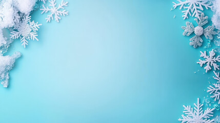 Winter themed background with snowflakes and icy textures