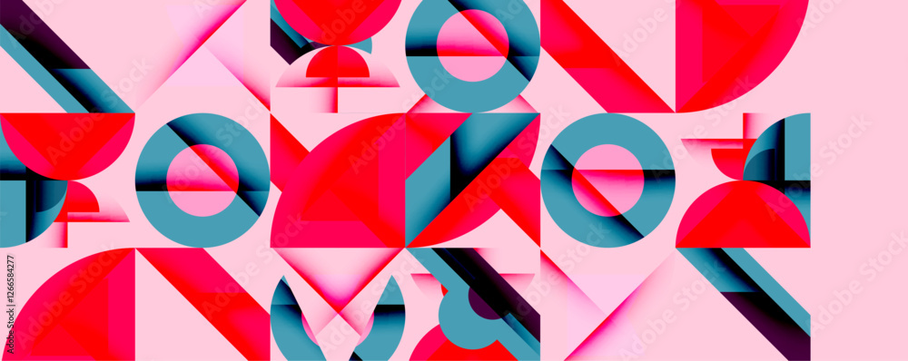 Leinwandbilder Minimal geometric abstract background. Circle square and triangle design