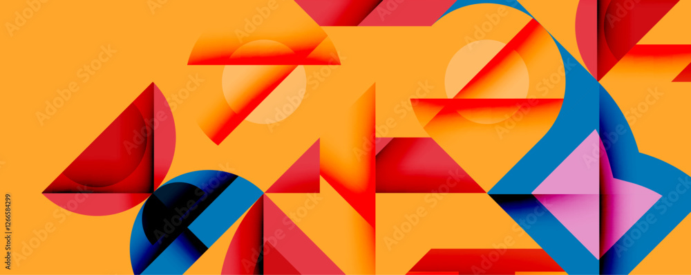 Leinwandbilder Minimal geometric abstract background. Circle square and triangle design