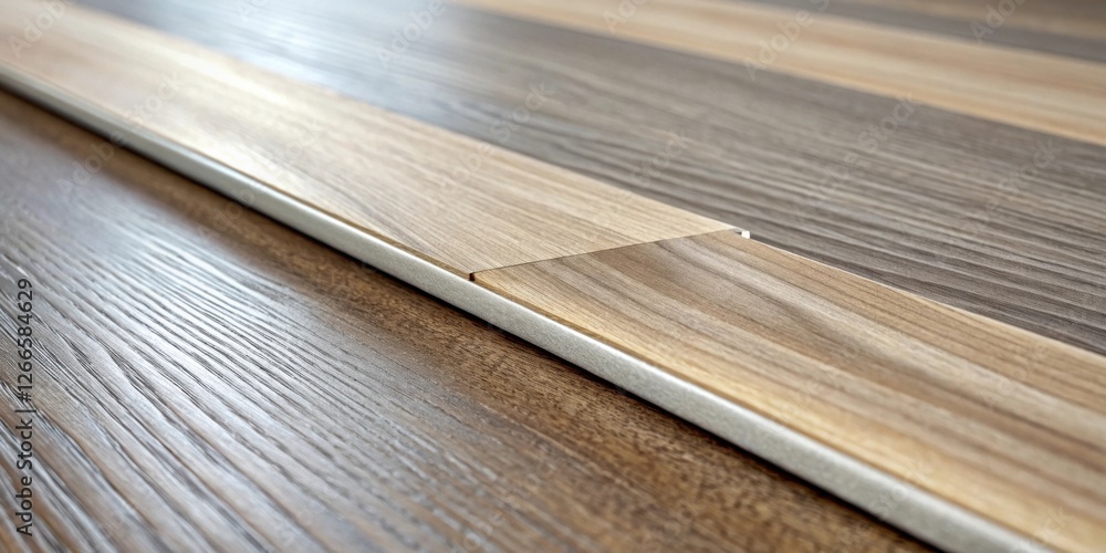 Poster high-quality flooring showcasing two wood grain patterns with a subtle metallic accent strip
