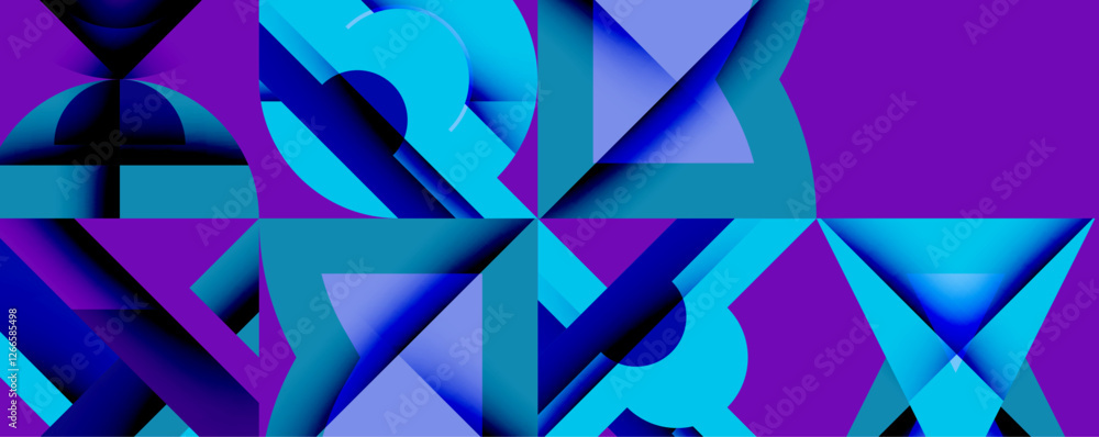 Poster Minimal geometric abstract background. Circle square and triangle design