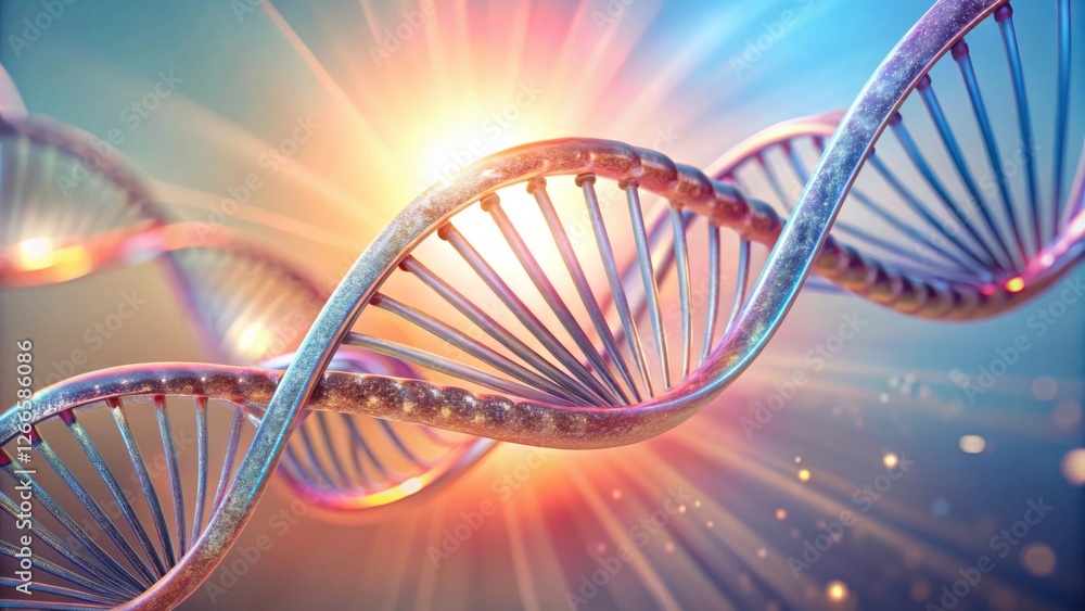 Aufkleber illuminated double helix a close-up representation of genetic material in vibrant hues
