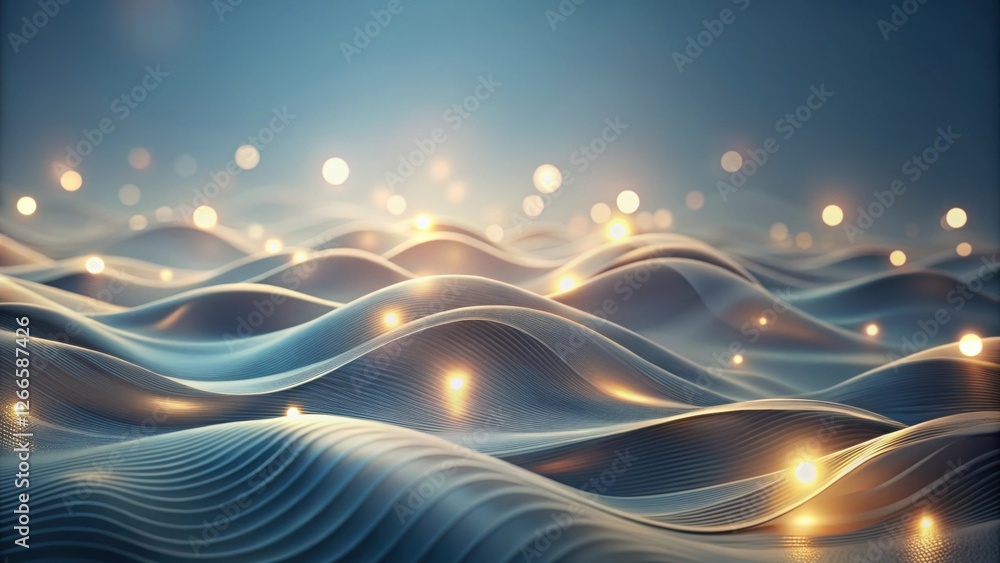 Fototapete abstract undulating landscape with glowing lights, a visual representation of interconnectedness and