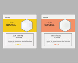 Creative testimonials ,Vector templates, client testimonial design,Clients review, customer feedback, social media post. Modern clean clients testimonial or client feedback review design with organic 