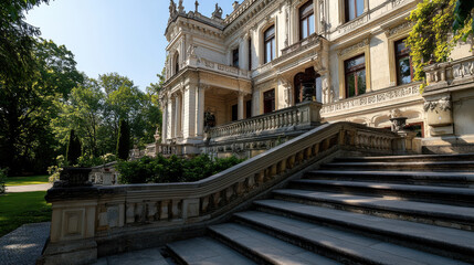 Obraz premium Majestic Renaissance style palace with intricate stone details