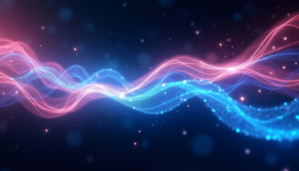 Radiant Neon Waveforms Pulsing Through Deep Space