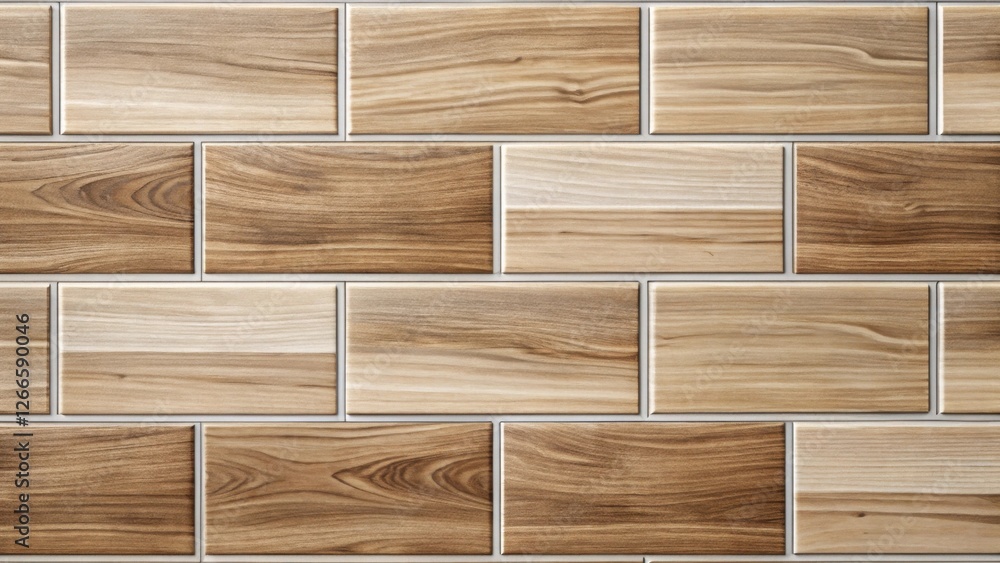 Aufkleber High-resolution image showcasing a seamless pattern of rectangular tiles with a wood grain texture and subtle grout lines for design applications