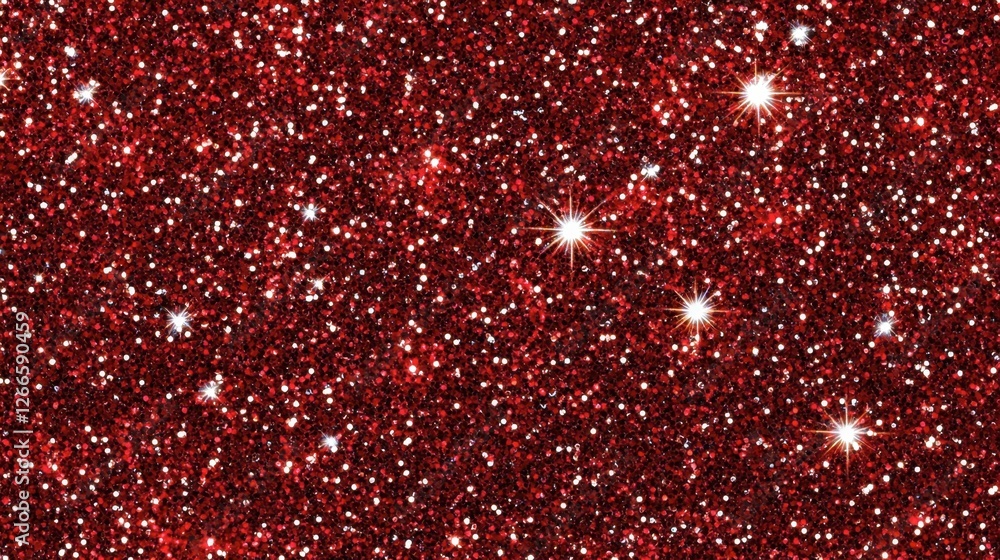 Poster red glitter background with shimmering stars in sparkling design