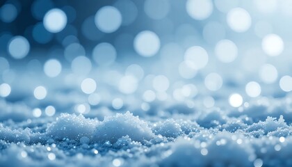 Winter Snow Background with Sparkling Bokeh Lights
