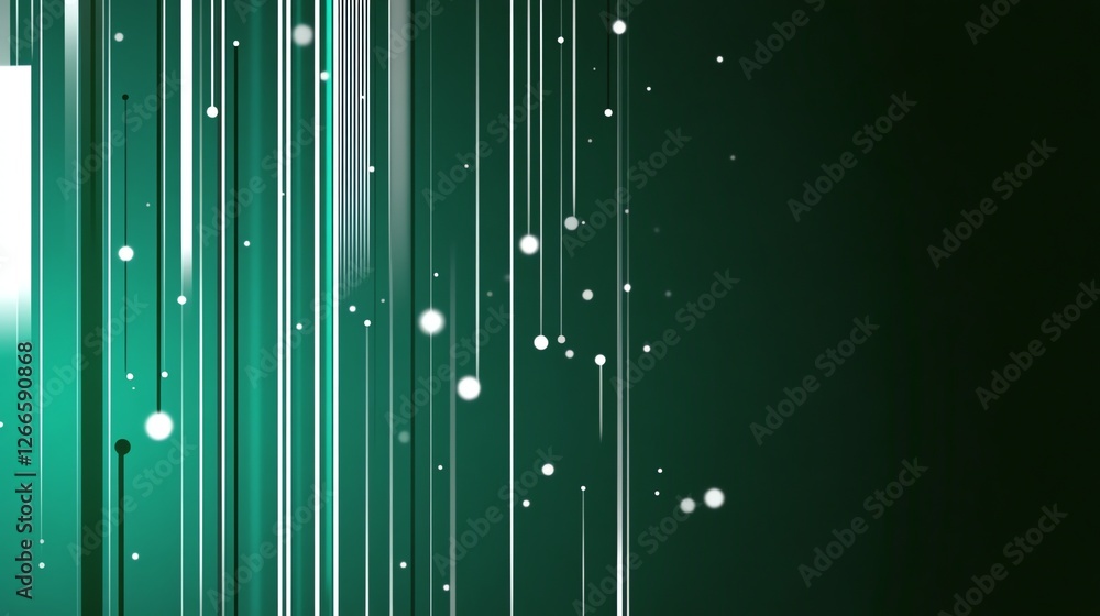 Poster abstract lines and glowing particles on dark teal background
