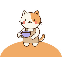 A cat barista holding coffee