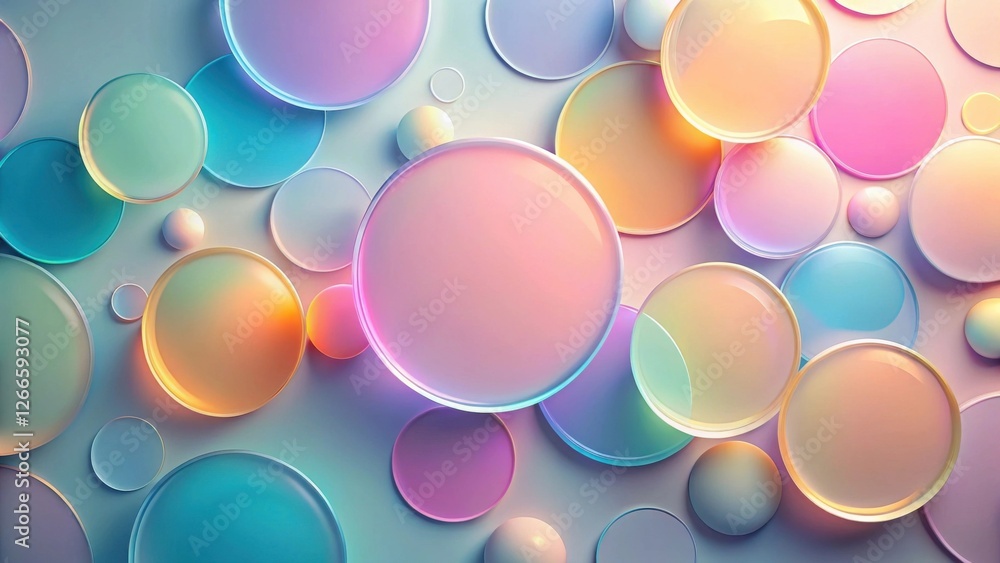 Poster pastel sphere and circle abstract composition a delightful display of smooth, iridescent forms in a 